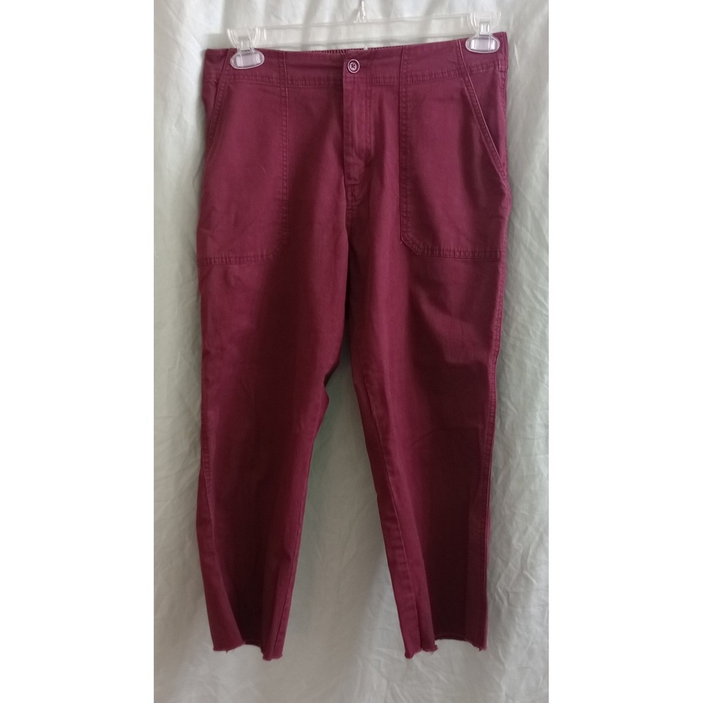 Pact Organic Cotton Utility Pants Burgundy Raw Hem Medium Gorpcore Outdoor READ